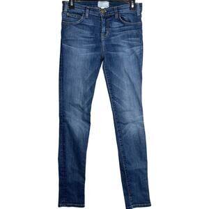 Current Elliott Skinny Jeans Size 0 Dark Blue Denim Mid Rise Minimalist Casual